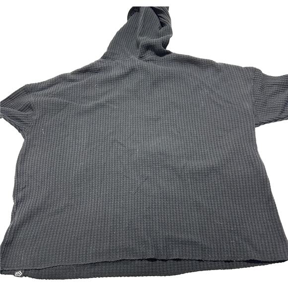 Fox Hoodie Women Size M Black Waffle Knit Long Sleeve Minimalist Loungewear - Picture 2 of 7